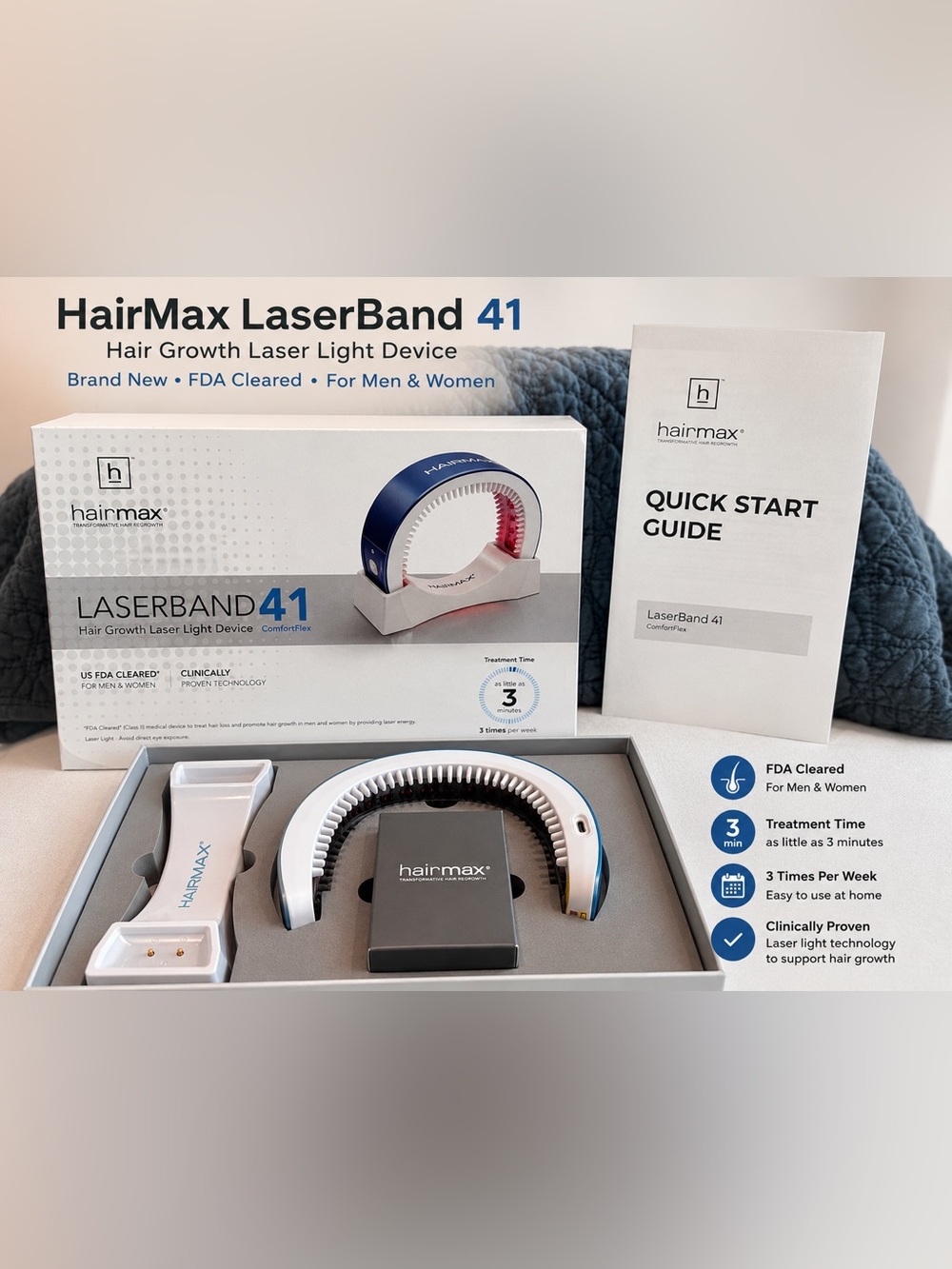 HairMax LaserBand 41 Laser Hair Growth Device FDA Cleared New in Box